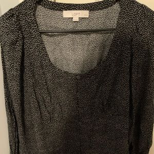 Loft button down blouse. Black and white. Medium petite